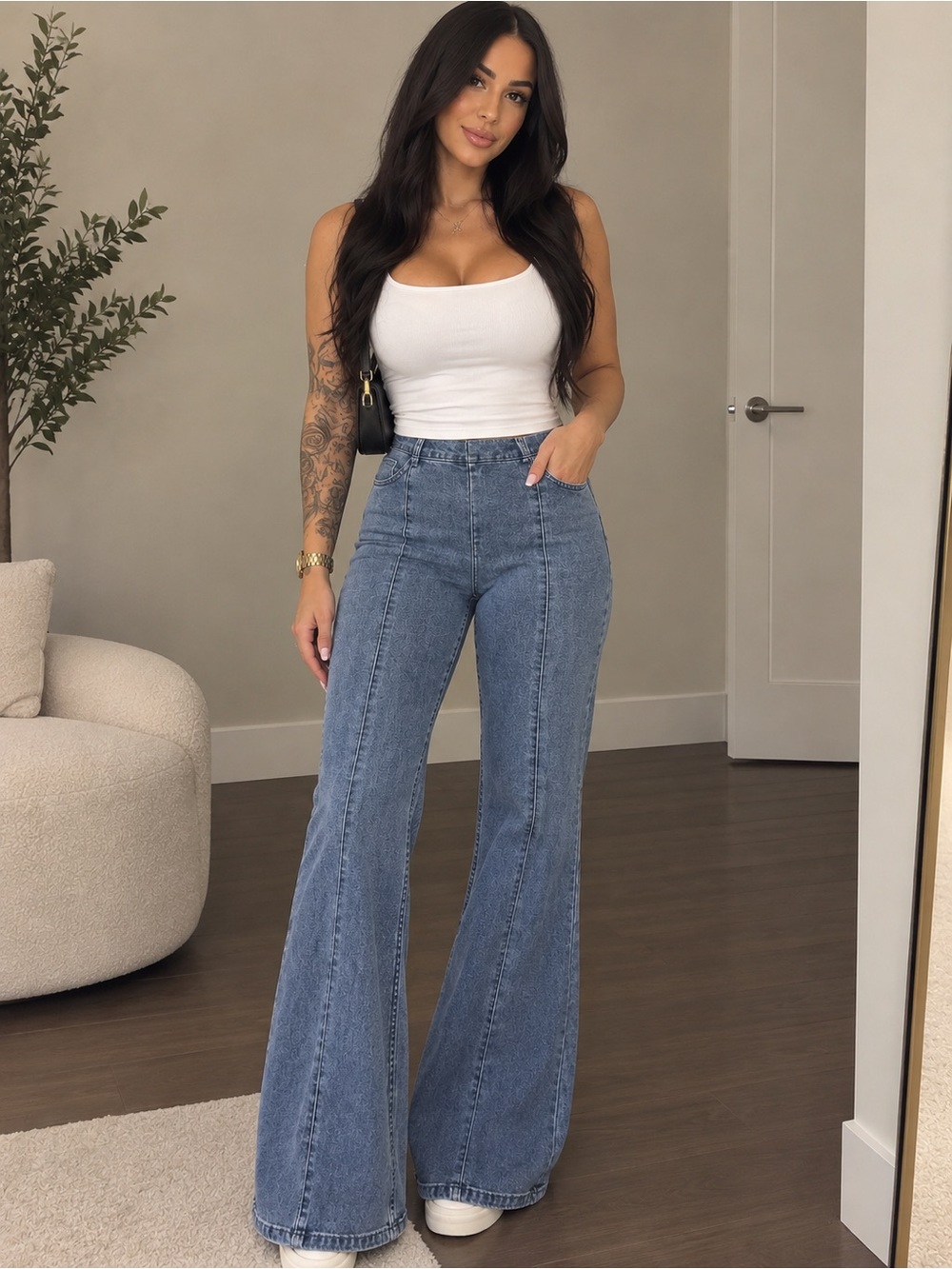 We The Free Blue High-Rise Wide-Leg Jeans